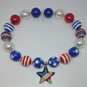 Patriotic Bubble Bead Stretchy Necklace with Star Charm